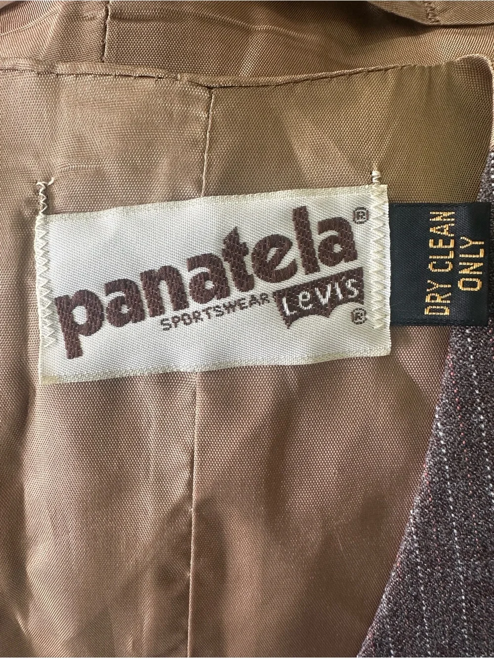 Vintage 70s Levis Panatela Pinstripe Suit Vest Mens M Gray Brown Waistcoat